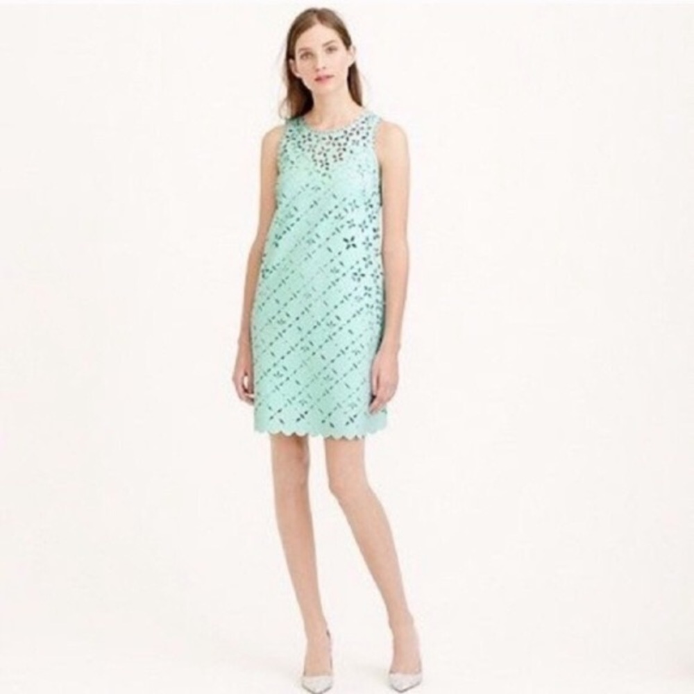 J. Crew Mint Green Laser Cut Dress size 0, also available in navy!